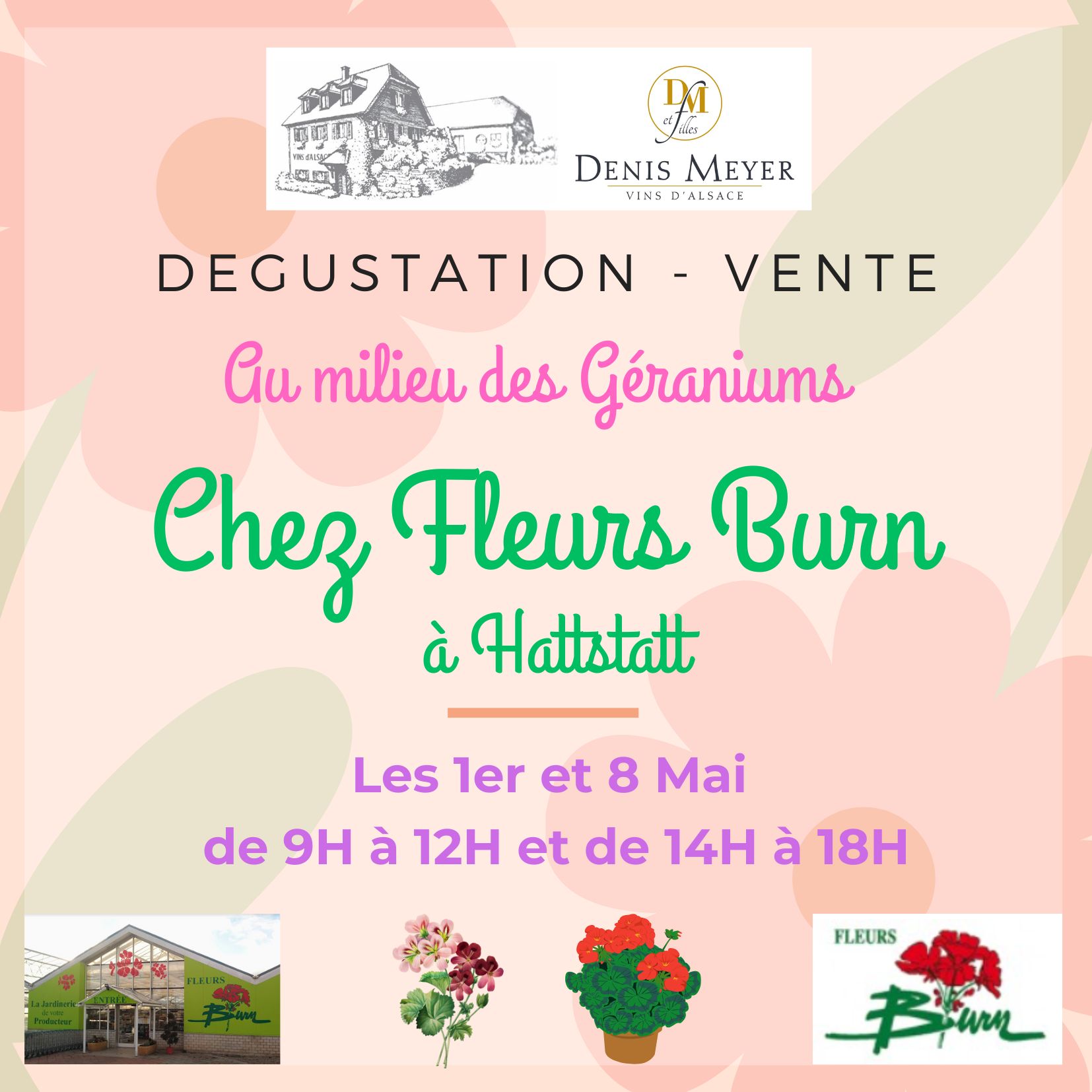 Dégustation - Vente au milieu des Géraniums (1 et 8 Mai 2025)
